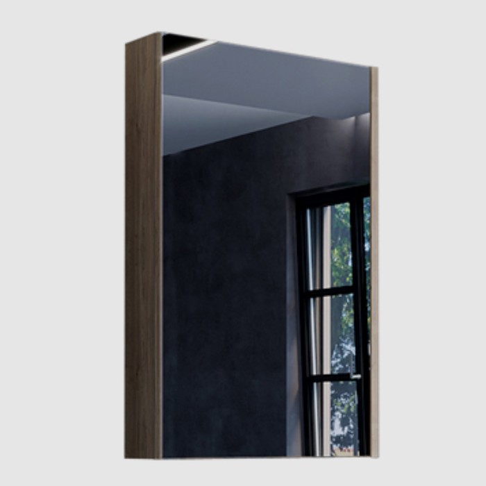 Зеркало шкаф Comforty Порто 50 для ванной комнаты, цвет дуб темно-коричневый - Фото 1