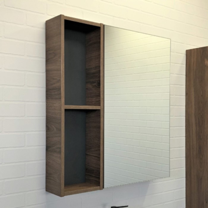 Зеркало шкаф Comforty Порто 75 для ванной комнаты, цвет дуб темно-коричневый - Фото 1