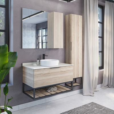 Зеркало шкаф для ванной комнаты Comforty «Порто 90», 900×800 мм, цвет дуб дымчатый