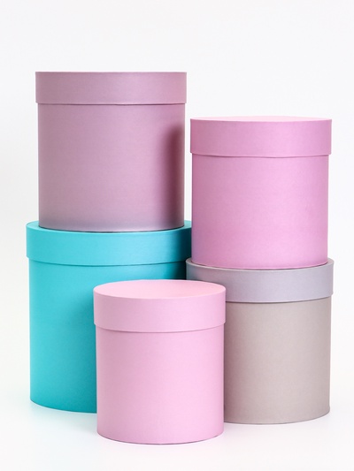 Набор круглых подарочных коробок 5 в 1 «Кварц» 23×23×23 - 14×14×14 см