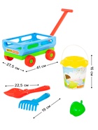 Набор игрушек для песочницы, 6 предметов: тележка, ведро, ситечко, лопатка, грабельки, формочка - Фото 2