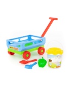 Набор игрушек для песочницы, 6 предметов: тележка, ведро, ситечко, лопатка, грабельки, формочка - Фото 3