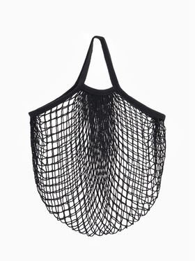 Сумка-авоська плетёная, клетка 1.5 см, чёрная