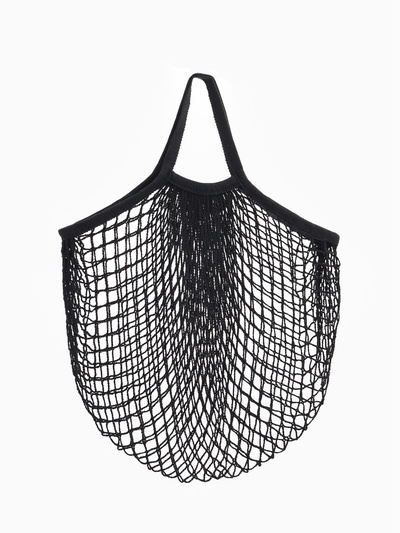 Сумка-авоська плетёная, клетка 1.5 см, чёрная