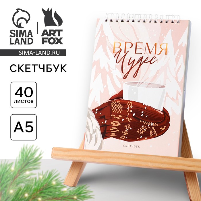 Скетчбук А5, 40 листов, в мягкой обложке, на гребне, 100 г/м² «Время чудес» - Фото 1