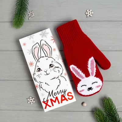 Женские варежки в подарочной коробке «Зайка» размер 19