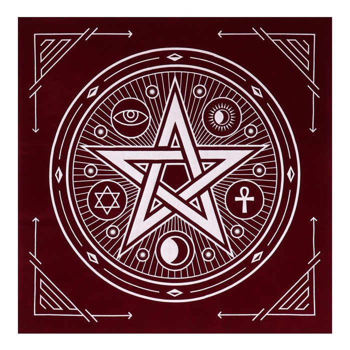 Скатерть для гадания бархатная «Пентаграмма», 50×50 см, бордовая, 16+