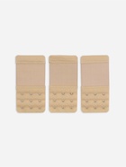 Застёжка для бюстгальтера, удлинитель, 3 ряда 3 крючка, 5×10.5 см, 3 шт., бежевая - Фото 3