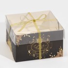 Коробка для капкейка «Чёрно-золотой», 16 х 16 х 10 см, Новый год - фото 318969346