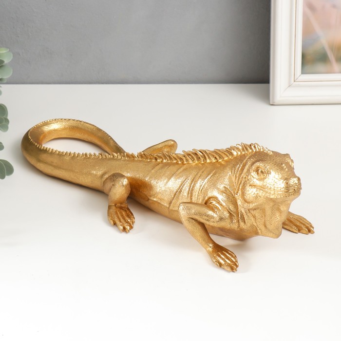 Сувенир полистоун "Золотая игуана" 11х11,5х36 см - Фото 1