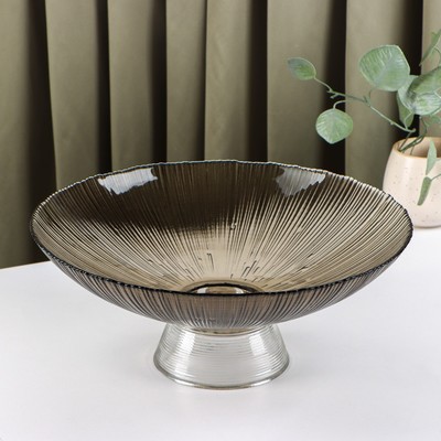 Ваза из стекла для фруктов «Фейерверк», 3,7 л, 33×13,5 см, цвет серый