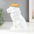 Сувенир полистоун подсвечник "Белый лев в золотой короне" 24,5х14х11,5 см - Фото 4