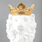 Сувенир полистоун подсвечник "Белый лев в золотой короне" 24,5х14х11,5 см - Фото 5