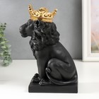 Сувенир полистоун подсвечник "Чёрный лев в золотой короне" 24,5х14х11,5 см - фото 23241620