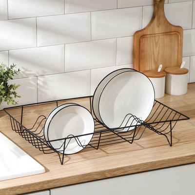Сушилка для посуды Доляна, 47.5×32×9 см, чёрная
