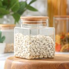 Банка для сыпучих продуктов Magistro «Эко», 800 мл, 9.5×13 см, с бамбуковой крышкой, стекло, прозрачная - Фото 1