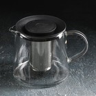Чайник стеклянный заварочный Magistro «Локи», 1 л, 17,5×13×12,5 см, с металлическим ситом, цвет чёрный - фото 3982457