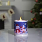 Светодиодная фигура «Свеча со снеговиками» 7.5 × 10 × 7.5 см, пластик, батарейки AG13х3, свечение мульти - фото 3002206