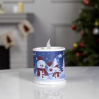 Светодиодная фигура «Свеча со снеговиками» 7.5 × 10 × 7.5 см, пластик, батарейки AG13х3, свечение мульти - фото 6651104