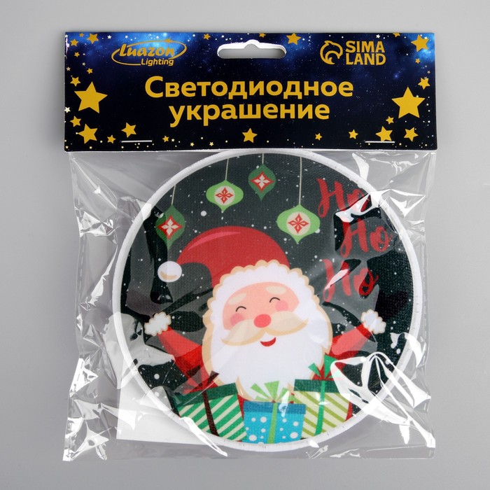 Светодиодная игрушка на липучке «Дед Мороз с подарками» 13 см, батарейки LR44х3, свечение мульти - фото 1885422146