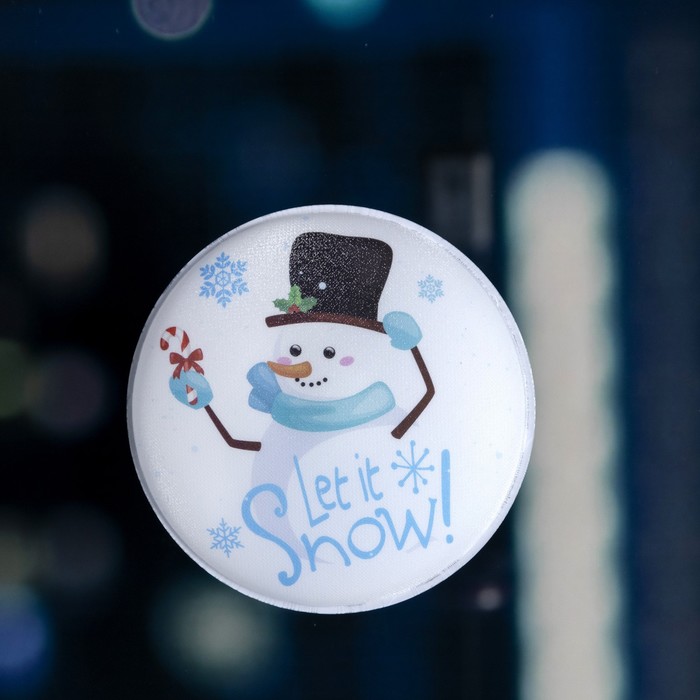 Светодиодная игрушка на липучке «Снеговик в шляпе» 13 см, батарейки LR44х3, свечение мульти - фото 1885422148