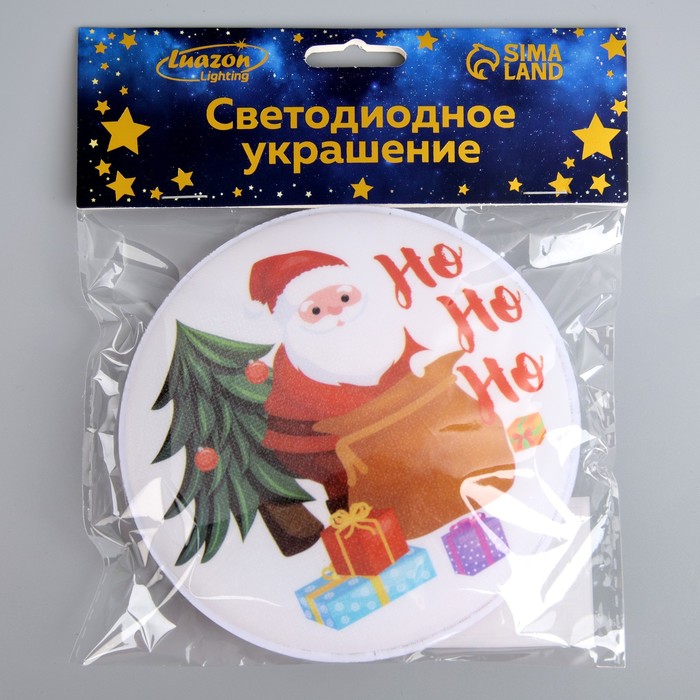 Светодиодная игрушка на липучке «Дед Мороз с ёлкой» 13 см, батарейки LR44х3, свечение мульти - фото 1885422154