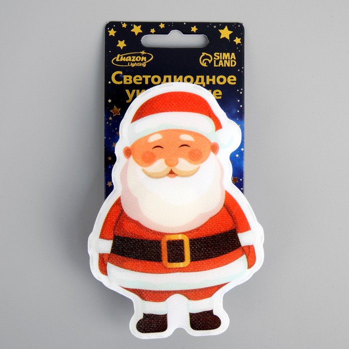 Светодиодная игрушка на липучке «Дед Мороз» 7 × 10 см, батарейки LR44х3, свечение мульти - фото 1885422174