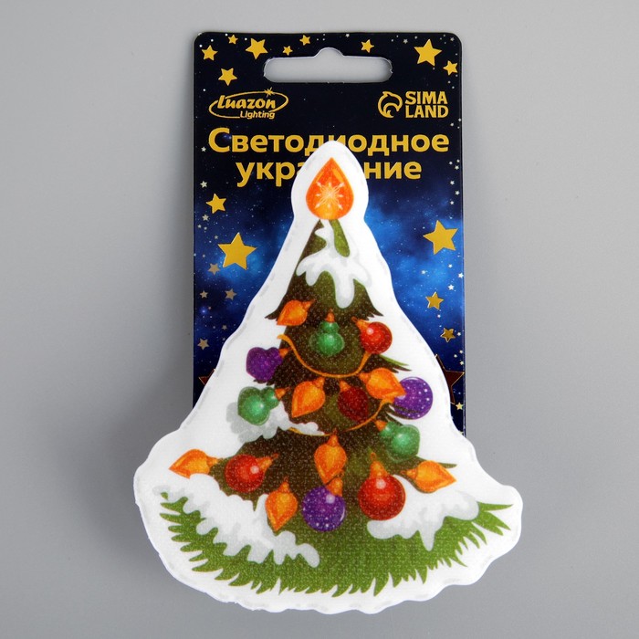 Светодиодная игрушка на липучке «Новогодняя ёлка» 8.5 × 10 см, батарейки LR44х3, свечение мульти - фото 1885422178
