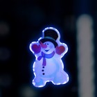 Светодиодная игрушка на липучке «Снеговик в шляпе» 7 × 10 см, батарейки LR44х3, свечение мульти - Фото 1