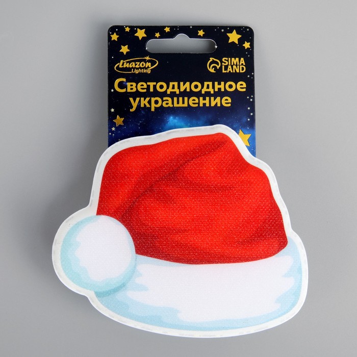 Светодиодная игрушка на липучке «Новогодний колпак» 10 × 8.5 см, батарейки LR44х3, свечение мульти - фото 1885422186