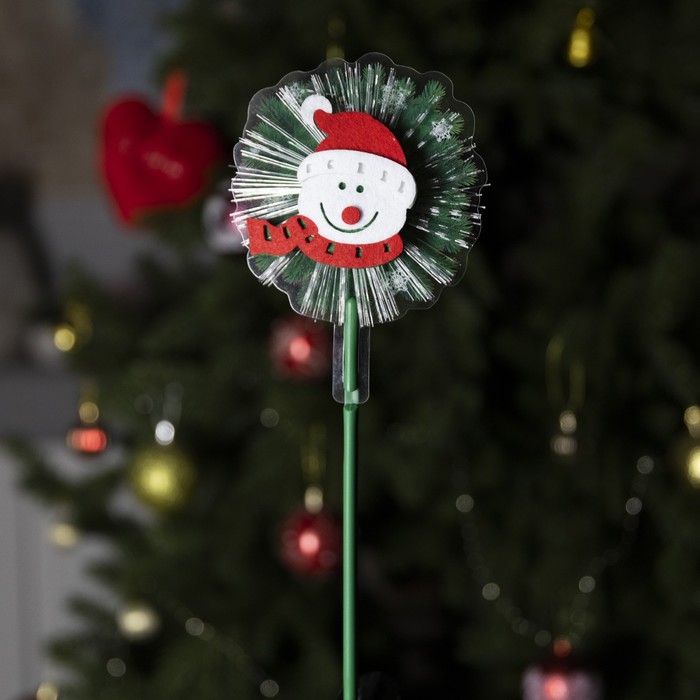 Светодиодная игрушка на палочке «Снеговик» 6.5 × 27 × 4 см, батарейки LR44х3, свечение тёплое белое - фото 1885422212