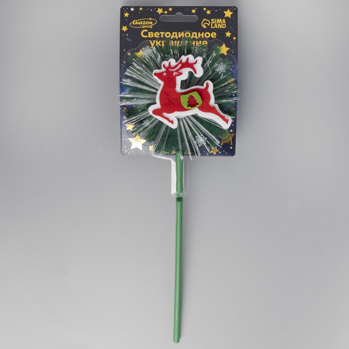 Светодиодная игрушка на палочке «Олень» 10 × 28 × 3 см, батарейки LR44х3, свечение тёплое белое - фото 1885422218