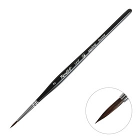 Кисть Белка круглая ,Roubloff серия 141F № 2, ручка короткая фигурная чёрная матовая, белая обойма