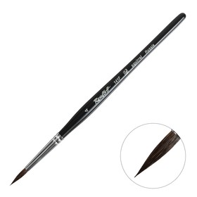Кисть Белка круглая, Roubloff серия 141F № 4, ручка короткая фигурная чёрная матовая, белая обойма