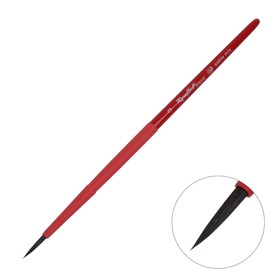 Кисть из смеси Соболя, круглая, Roubloff серия Red round № 3 ручка короткая красная, покрытие обоймы soft-touch