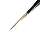 Кисть Колонок круглая укороченная Roubloff серия 111F № 0, ручка короткая фигурная чёрная матовая, жёлтая обойма - Фото 3