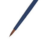 Кисть для акварели, синтетика коричневая, круглая, Roubloff Aqua blue round №3, ручка короткая синяя, покрытие обоймы soft-touch - Фото 2