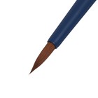 Кисть для акварели, синтетика коричневая, круглая, Roubloff Aqua blue round №3, ручка короткая синяя, покрытие обоймы soft-touch - Фото 3