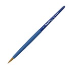 Кисть для акварели, синтетика коричневая, круглая, Roubloff Aqua blue round №3, ручка короткая синяя, покрытие обоймы soft-touch - Фото 5