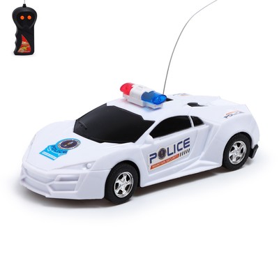 Машина радиоуправляемая «Полиция», свет, работает от батареек, цвет белый