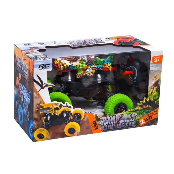 Джип радиоуправляемый DINO, 1:20, работает от аккумулятора, цвет зелёный 55494