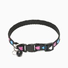 Ошейник двухслойный с фастексом «Сердечки» 30×1 см, чёрный - Фото 2