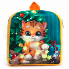 Новогодний плюшевый детский рюкзак«Котик у ёлки», 26×24 см, на новый год - Фото 6