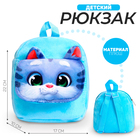 Рюкзак детский плюшевый для девочки «Котик», с карманом, 22×17 см - фото 318972094