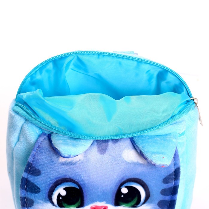 Рюкзак детский плюшевый «Котик», с карманом, 22×17 см - фото 1906043632