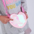Сумка детская для девочки, с пайетками, сердце, 17 х 15 х 1 см, цвет розовый - Фото 2