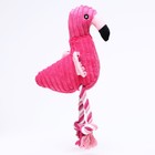 Игрушка мягкая для собак "Фламинго" с пищалкой и канатом, 37 х 16 см, розовая - Фото 2