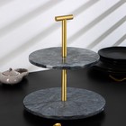 Этажёрка для фруктов и десертов Magistro Granite, 2 яруса, d=25/30×33 см, мрамор, серая - Фото 1