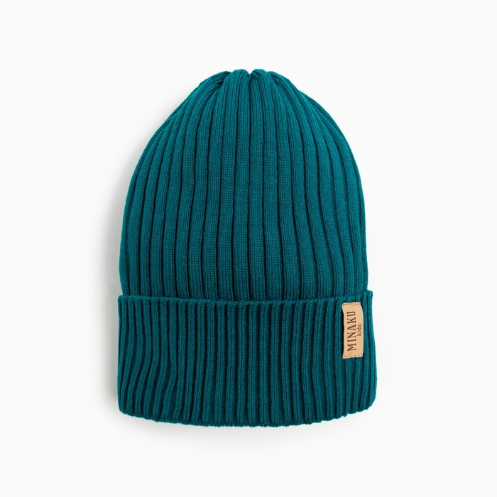 Шапка детская MINAKU с отворотом р-р 52-56, цв.морской волны - Фото 1
