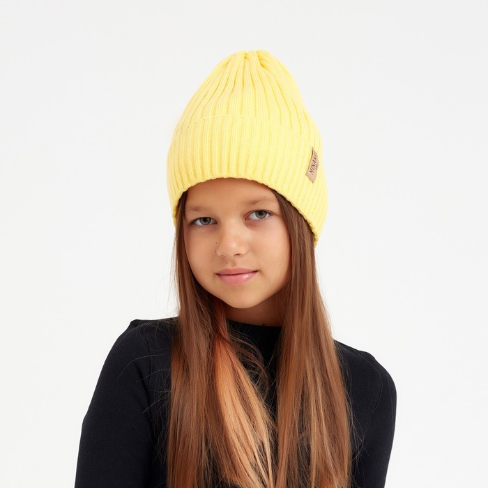 Шапка детская MINAKU с отворотом р-р 52-56, цв.жёлтый - Фото 1